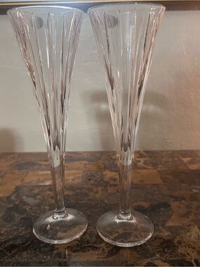 Vintage 1990's Unused In Box 24% Lead Crystal Champagne Flutes Crystal Bohemia